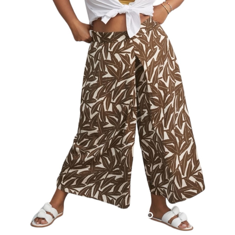 WHIT TWO Linen Cropped Wide-Leg Pants 16W